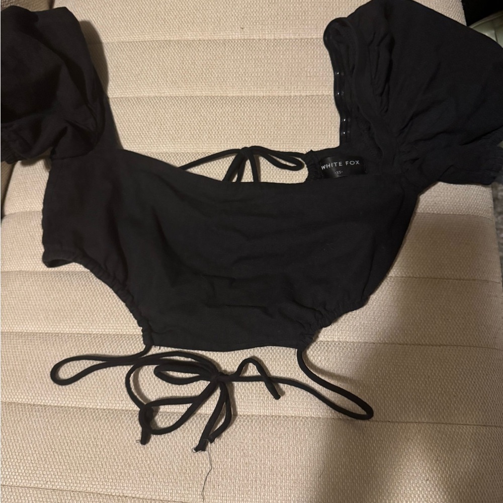 White Fox Boutique Black Puff Sleeve Top